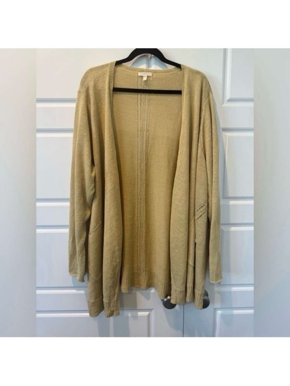 Eileen Fisher Women Linen Knit Light Weight Open Cardigan Casual Travel Yoga